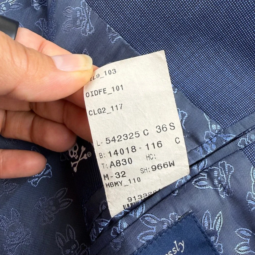 Psycho Bunny Blazer Wool Men Sport Coat 2 Buttons Blue Jacket Sz 36S Modern Fit
